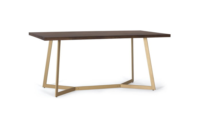 GINER Y COLOMER - Table de salle à manger en bois de manguier teinté noyer avec pieds dorés - 170x90x76 cm - Assemblage requis